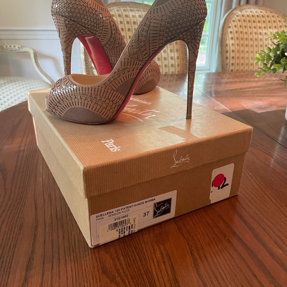 Christian Louboutin Tan Patterned Heels